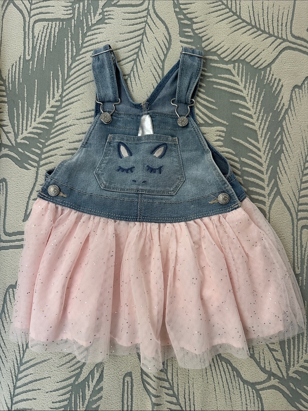 OshKosh B'gosh Denim Unicorn Overall Dress in Pink